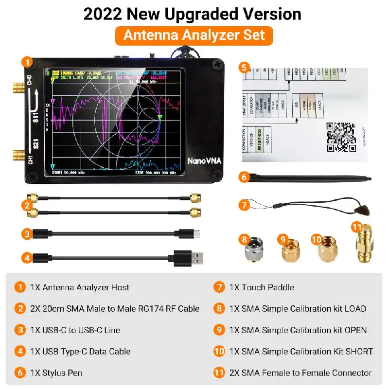 Imagem -04 - Analisador de Antena de Rede Vetorial Nanovna-h de 2.8 Polegadas 10khz1.5ghz mf hf Vhf Uhf Supprt 32g Digital Nano Vna-h Tester