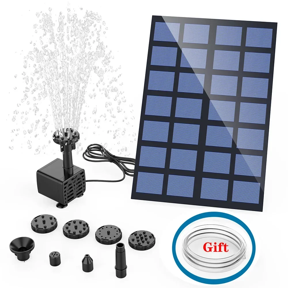 Bomba de fuente solar AISITIN, con 6 boquillas y tubería de agua de 4 pies, bomba alimentada por energía solar para baño de pájaros, estanque, jardín y otros lugares