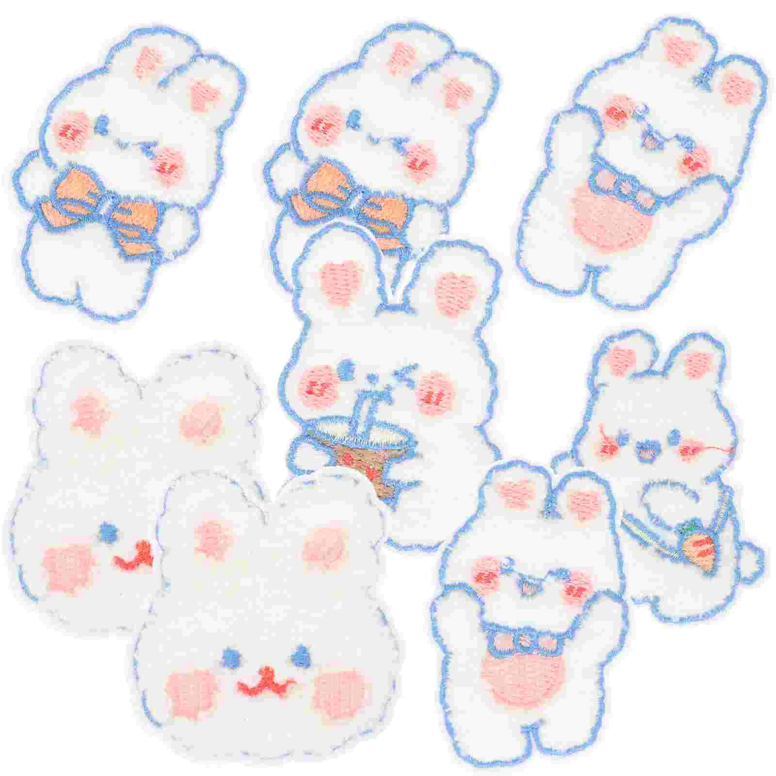 8 Pcs Banner Patch Cartoon Rabbit Cloth Sticker Coat Patches Decor Chenille Embroidered Sewing