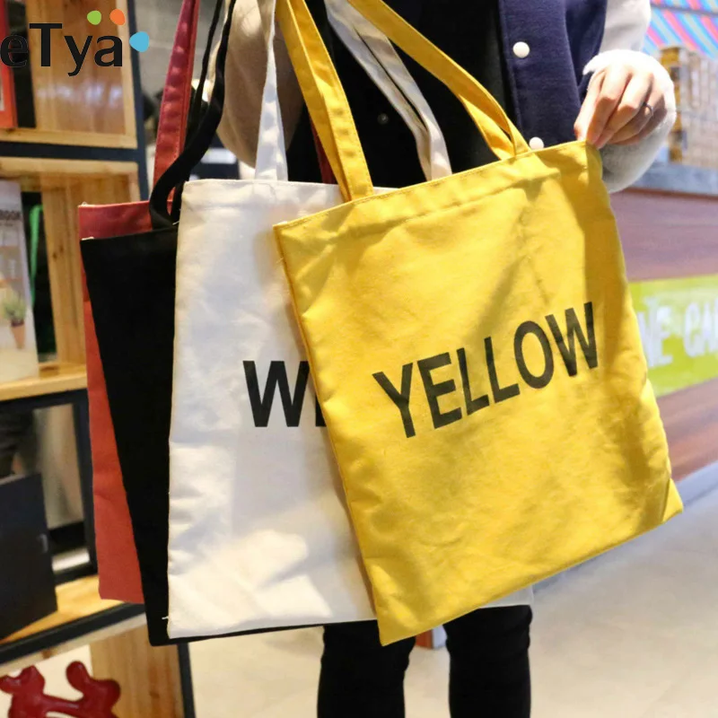 

Canvas Shoulder Bag Women Purses and Handbags Simple Letter Printing Student Bag Handbag Shopping Storage Bags Travel Tote