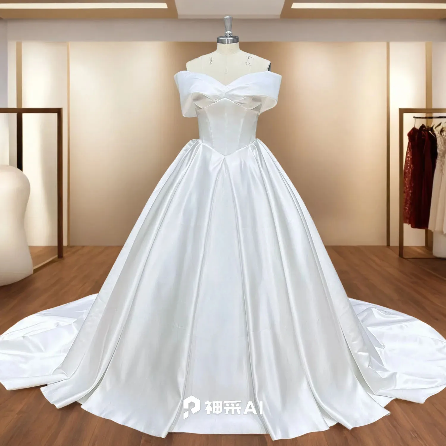 

Hire Lnyer Sweetheart Neck Short Sleeve Zipper Up Back Simple Satin Ball Gown Wedding Dresses Real Office Photos