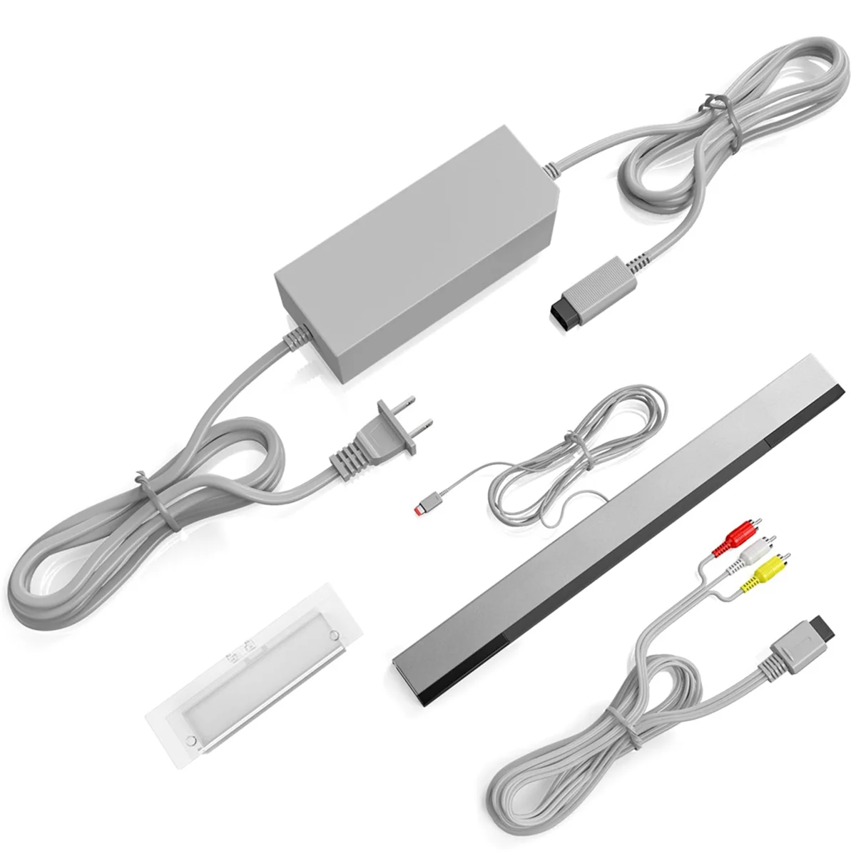 3 in 1 Wired Motion Sensor Bar + AC Power Supply Adapter Cord + Composite Audio Video Cable for US Plug