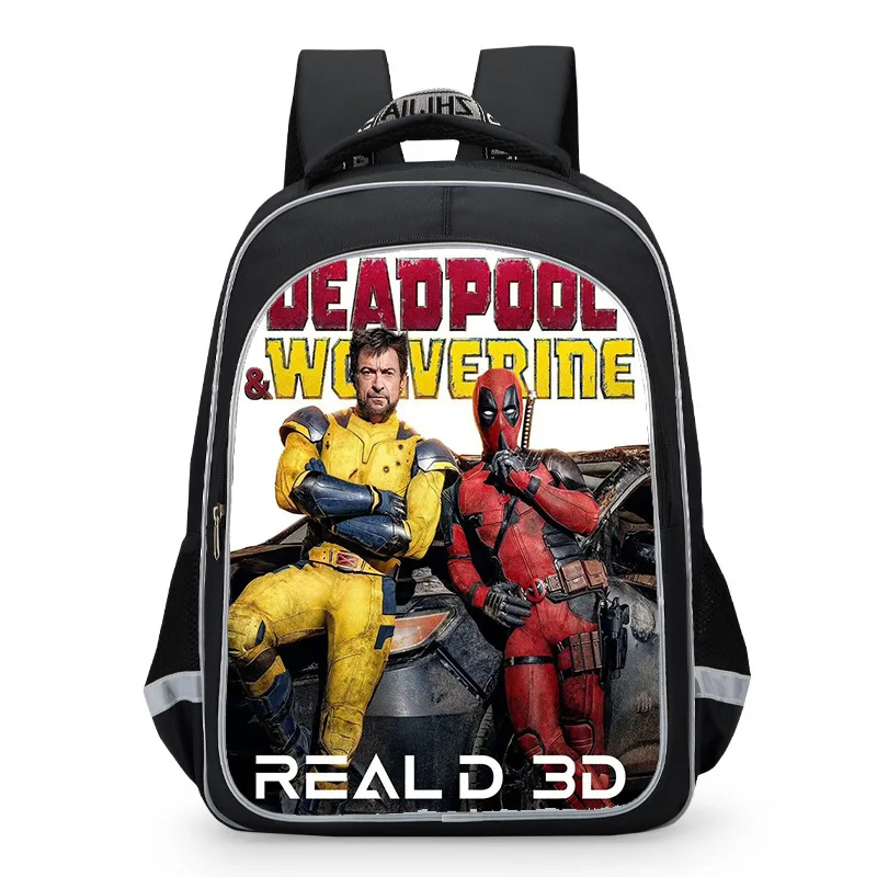 16 inch Deadpool and Wolverine Elementary School Reflective Double layered Large Capacity Wear resistant Seismic Backpack