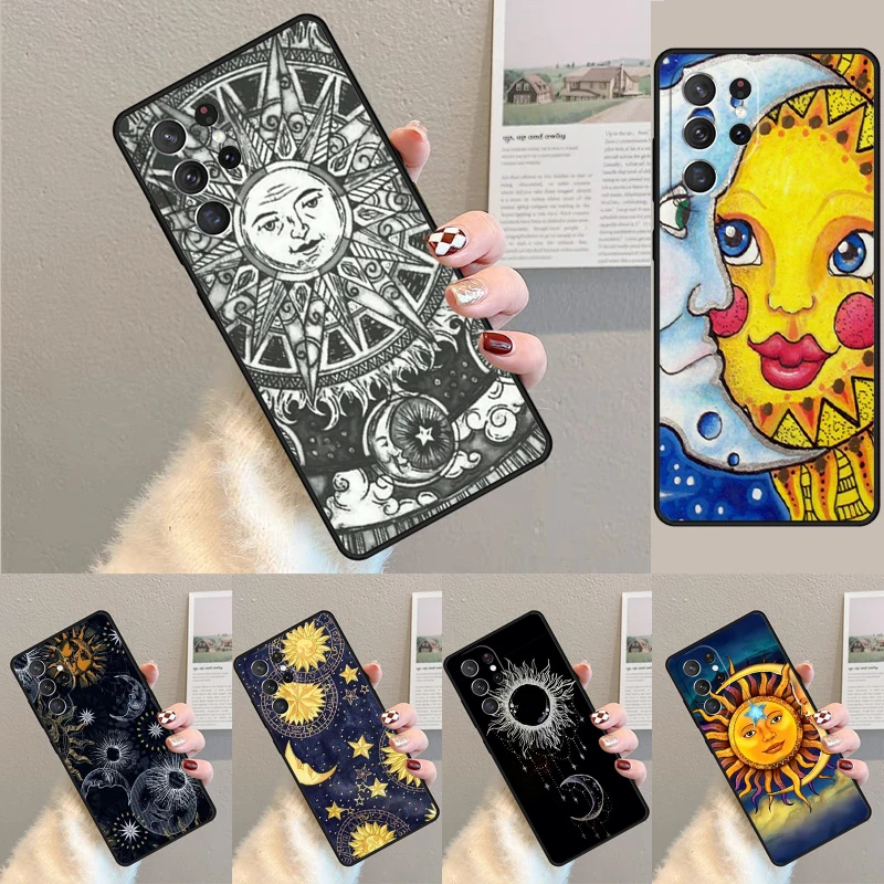 Sonne-Mond-Kunst TPU Handyhülle für Samsung Galaxy Note 10 Pro S26 S25 S24 S23 S22 Ultra Plus S21 FE S20 Stoßfeste Schutzhülle