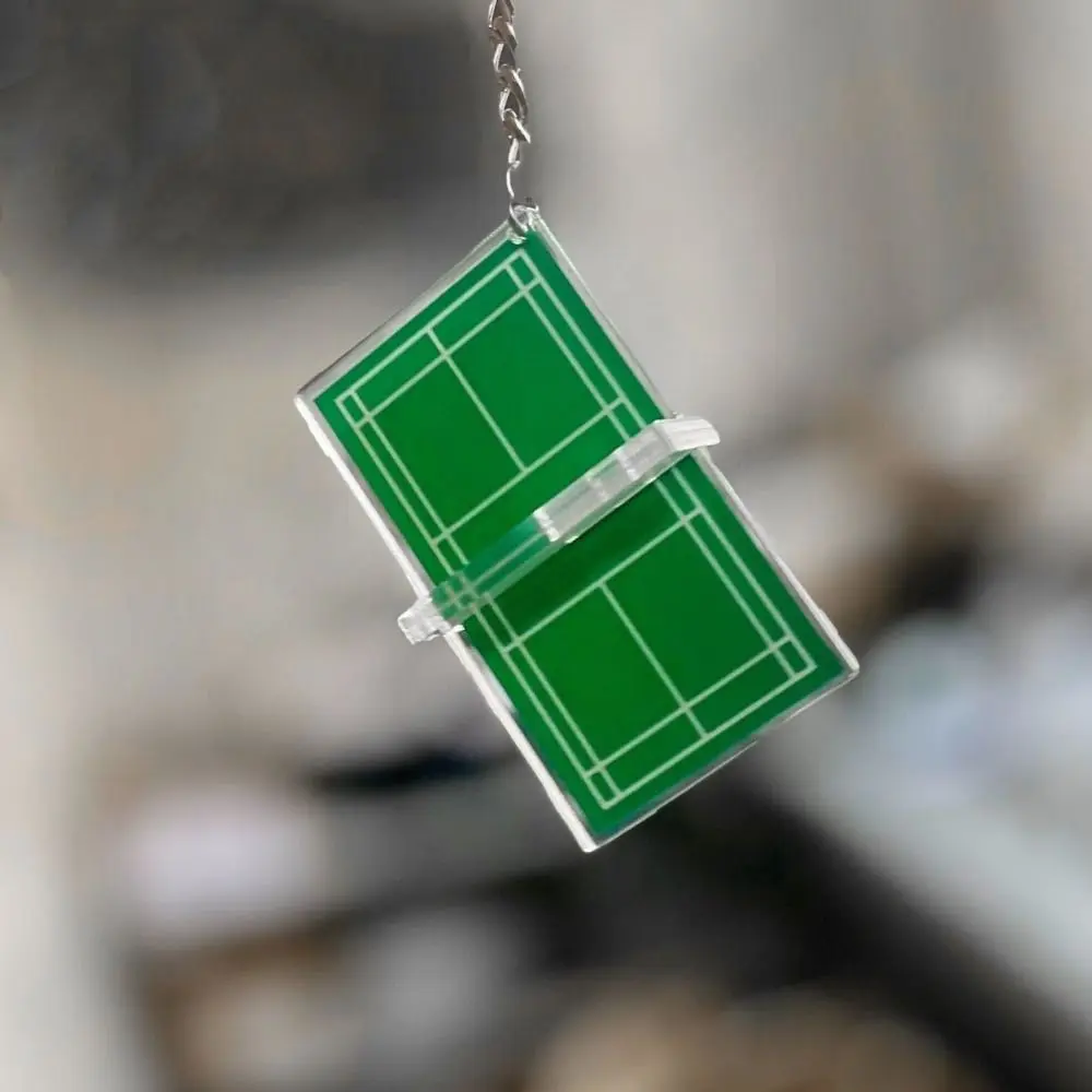 Acrylic Badminton Acrylic Keychain Three-dimensional Two-sided Badminton Playground Keyring Mini Tennis Court