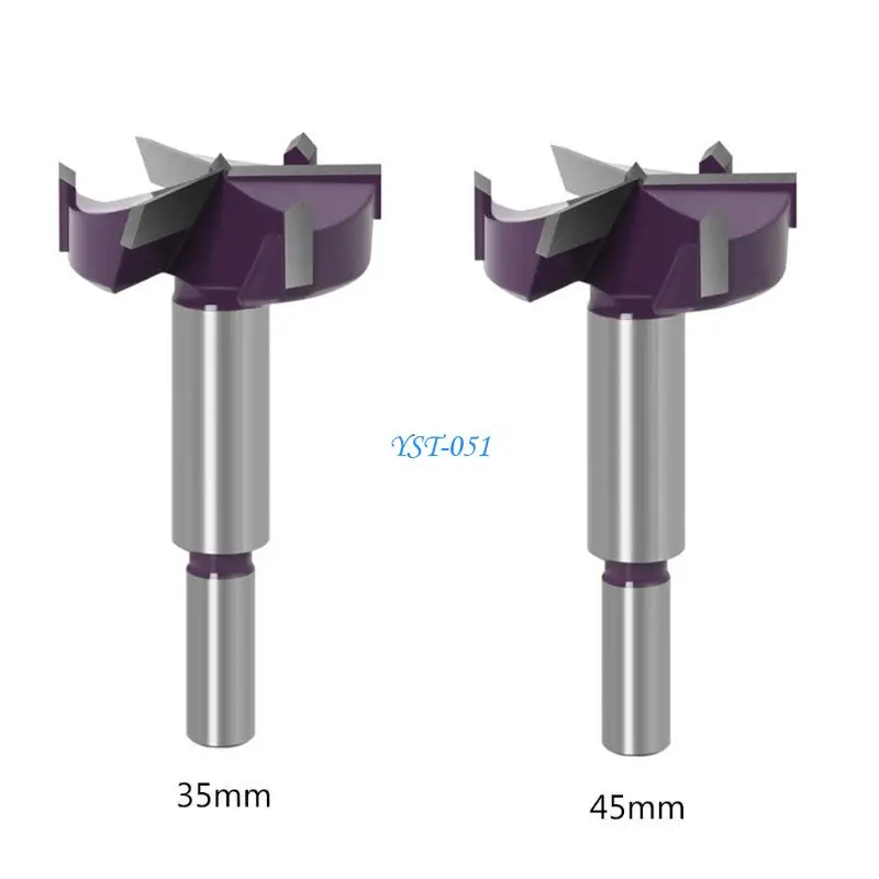 

E15A 3 Edged 35mm 45mm Round Shank Hole Auger Opener Woodworking Hinge Hole Drilling Boring Bit Cutter Drill Bits
