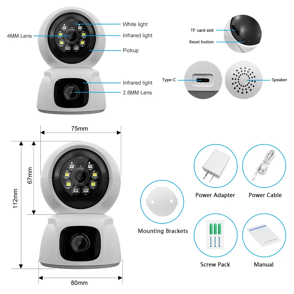 6MP واي فاي كاميرا IP عدسة مزدوجة شاشة مزدوجة مراقبة الطفل 4X التكبير المنزل كاميرا أمنية واي فاي PTZ تتبع السيارات CCTV مراقبة الفيديو