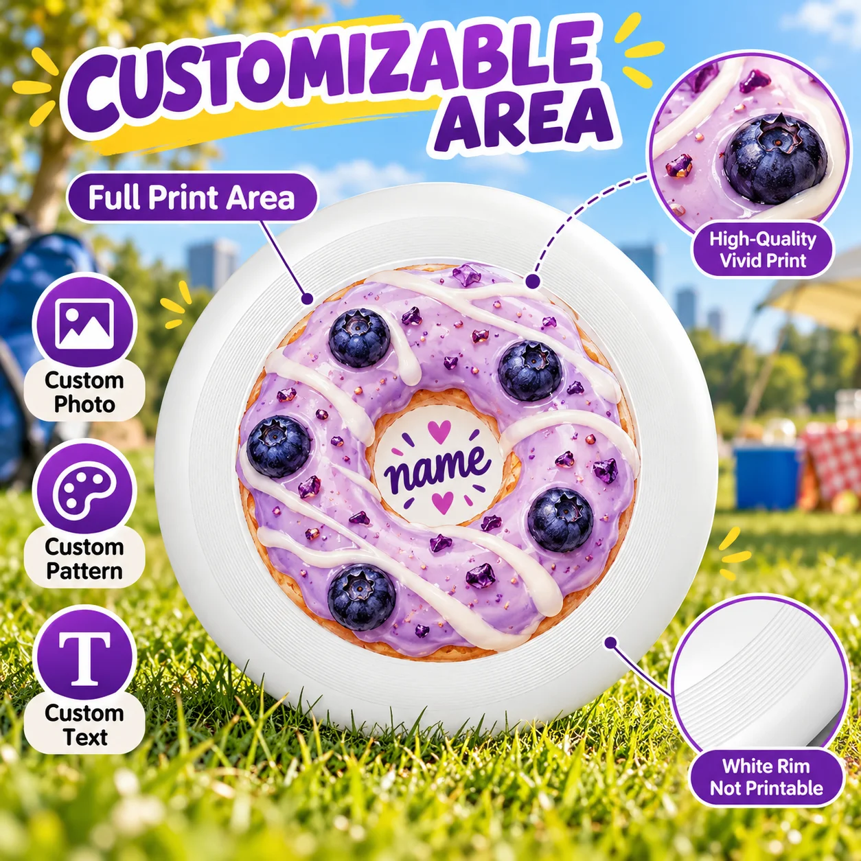 Custom Flying Disc Personalized Outdoor Throwing Disc PE Plastic Lightweight for Beach Park Camping Picnic Sports Games Gift