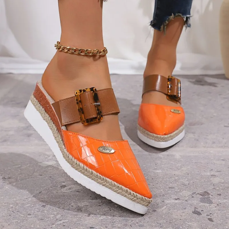 النساء الصنادل مغلقة تو صندل خشبي المرأة الصيف المصارع أحذية امرأة موضة رياضة قماشية صنادل أرضية Zapatos De Mujer