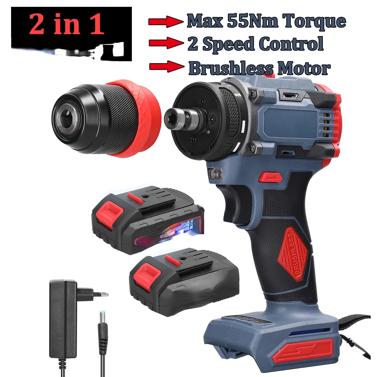 

Electric Screwdriver Multi Power Tool 55Nm Torque Brushless Motor Practical Screw Driver for Appliances