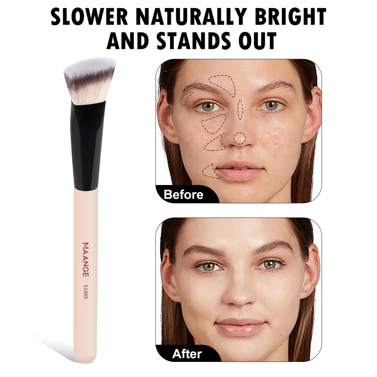 Maange fundação esconder sombra escova conjunto 4 pçs ângulo duplo-ended kabuki escovas para creme líquido polimento mistura rosto