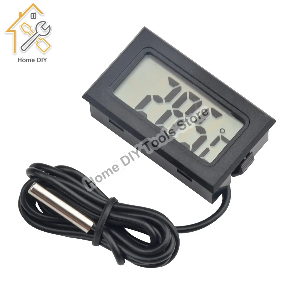 FY-10 Mini Termometro Digitale LCD Tester Temperatura Bagno Acquario per Auto Rilevatore Monitor Sensore di Temperatura Incorporato 1M