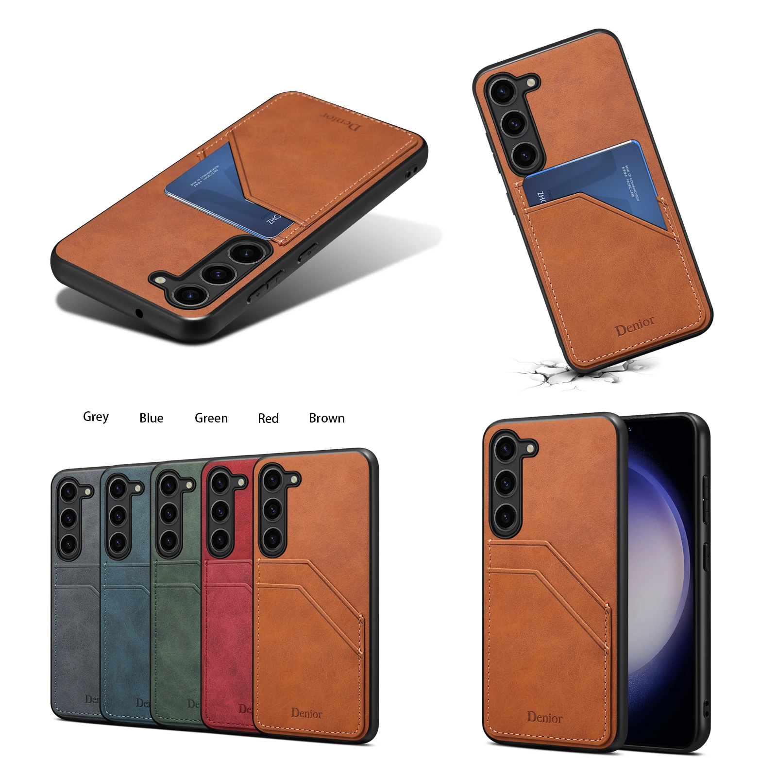 الفاخرة للصدمات فتحة بطاقة الائتمان المحفظة الغطاء الخلفي ماتي ريترو جلدية قضية الهاتف لسامسونج غالاكسي A55 A15 A25 A35 A05 A05S