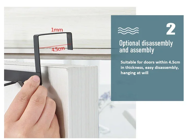 Haken über der Tür, 5 Haken, Organizer für Zuhause, Badezimmer, Kleiderbügel, für Kleidung, Mäntel, Hüte, Handtücher, Badezimmer- und Küchenzubehör – Detail 4