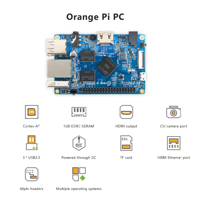 

OrangePi Pc Quanzhi H3 chip 1GB memory programming computer development board open source