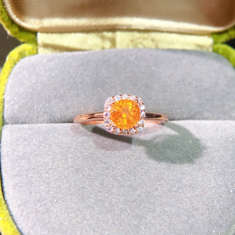 

*Natural Faceted Fanta Ring, High Clarity, Thick Color 5mms, 925 Sterling Silver Precision Inlaid Mother