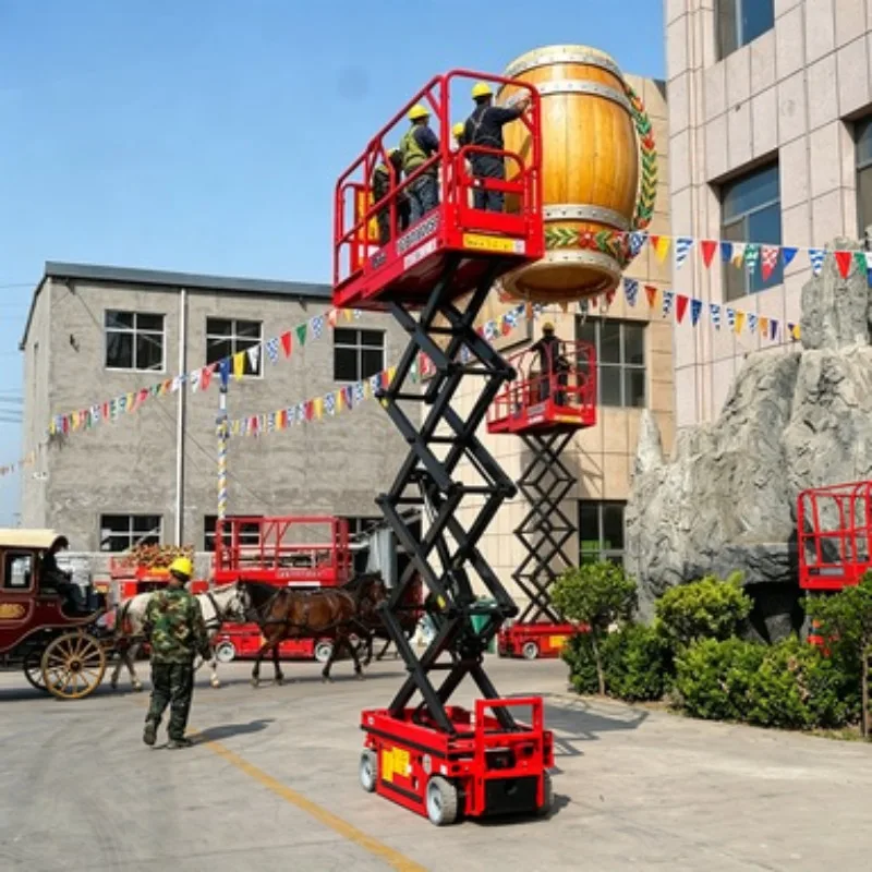 10m 12m Scissor Lift Platform Self Propelled Lifting Platform Mobile Scissor Lift Aerial Work Platform Hydraulic Lift 500kg