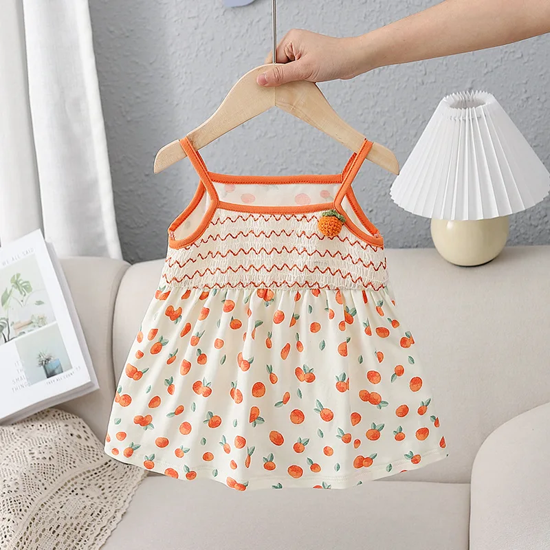 Baby Girl Dress Children Wear 2024 Summer New Girls Slip Dress Printed Baby Comfort Soft Fashion Sleeveless Sundress