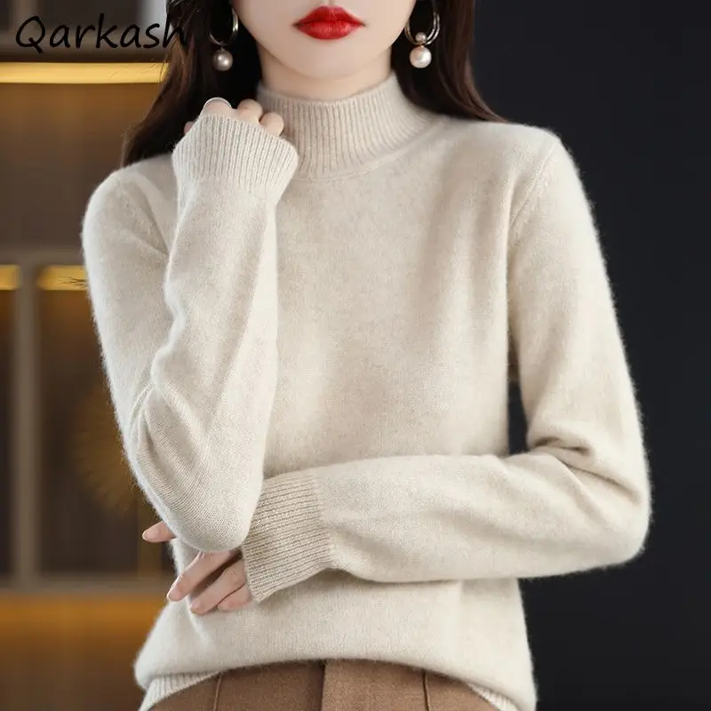 Basic Korean Pullovers Women Gentle Warm Winter O-neck Graceful Cozy Loose Comfort Harajuku Various Color Knitted Sweaters Daily