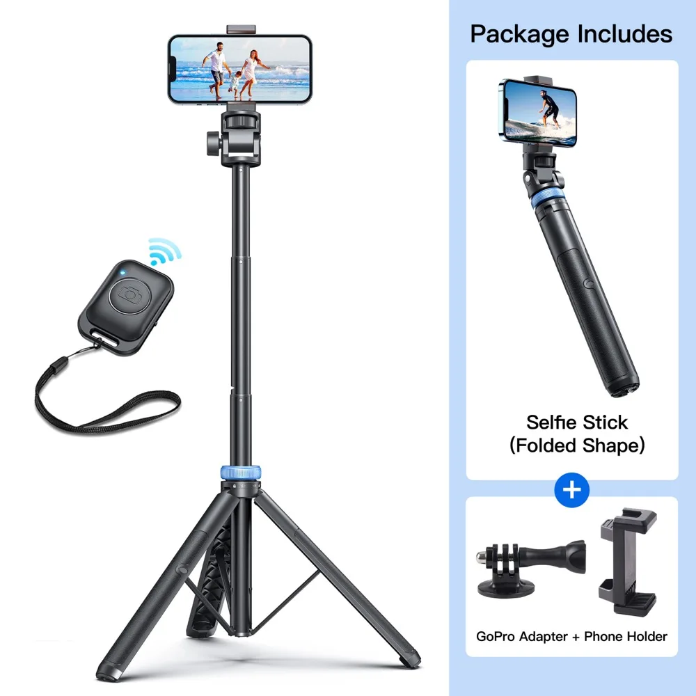 3-in-1 Bluetooth Selfie Stick-statief met afstandsbediening voor iPhone Samsung GoPro DJI Insta360 Uitschuifbare draagbare vlogstandaard