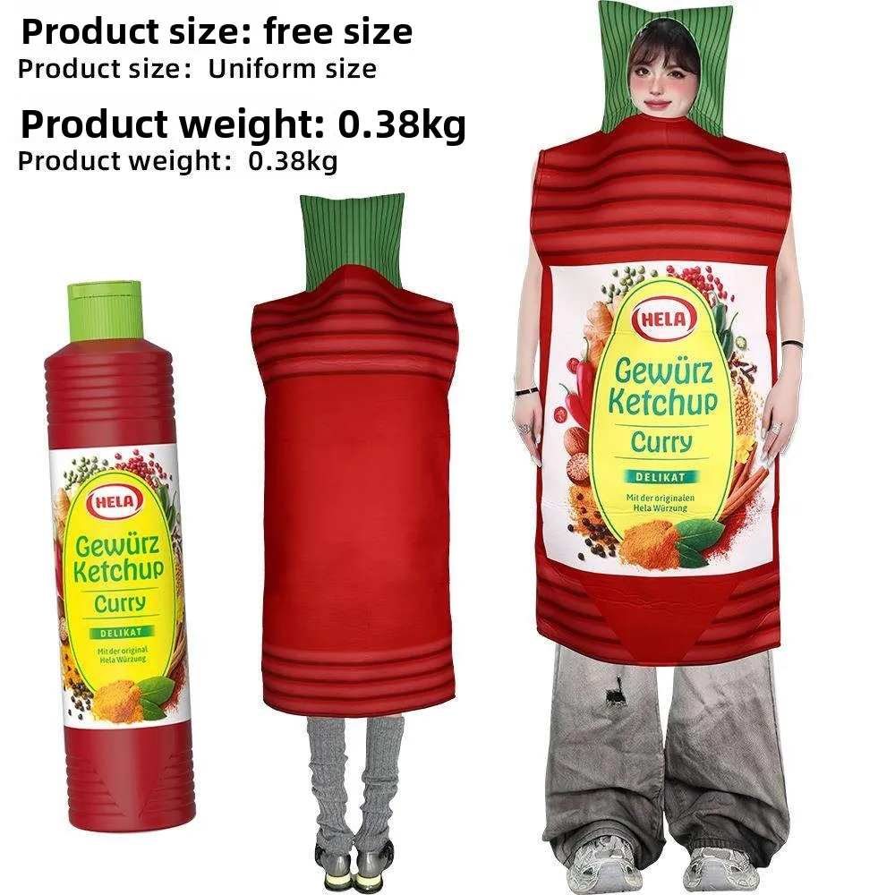 زي تنكري لحفلات الهالوين، ملابس مهرج للعروض المسرحية، ملابس مضحكة للبالغين، زي على شكل برطمان توابل