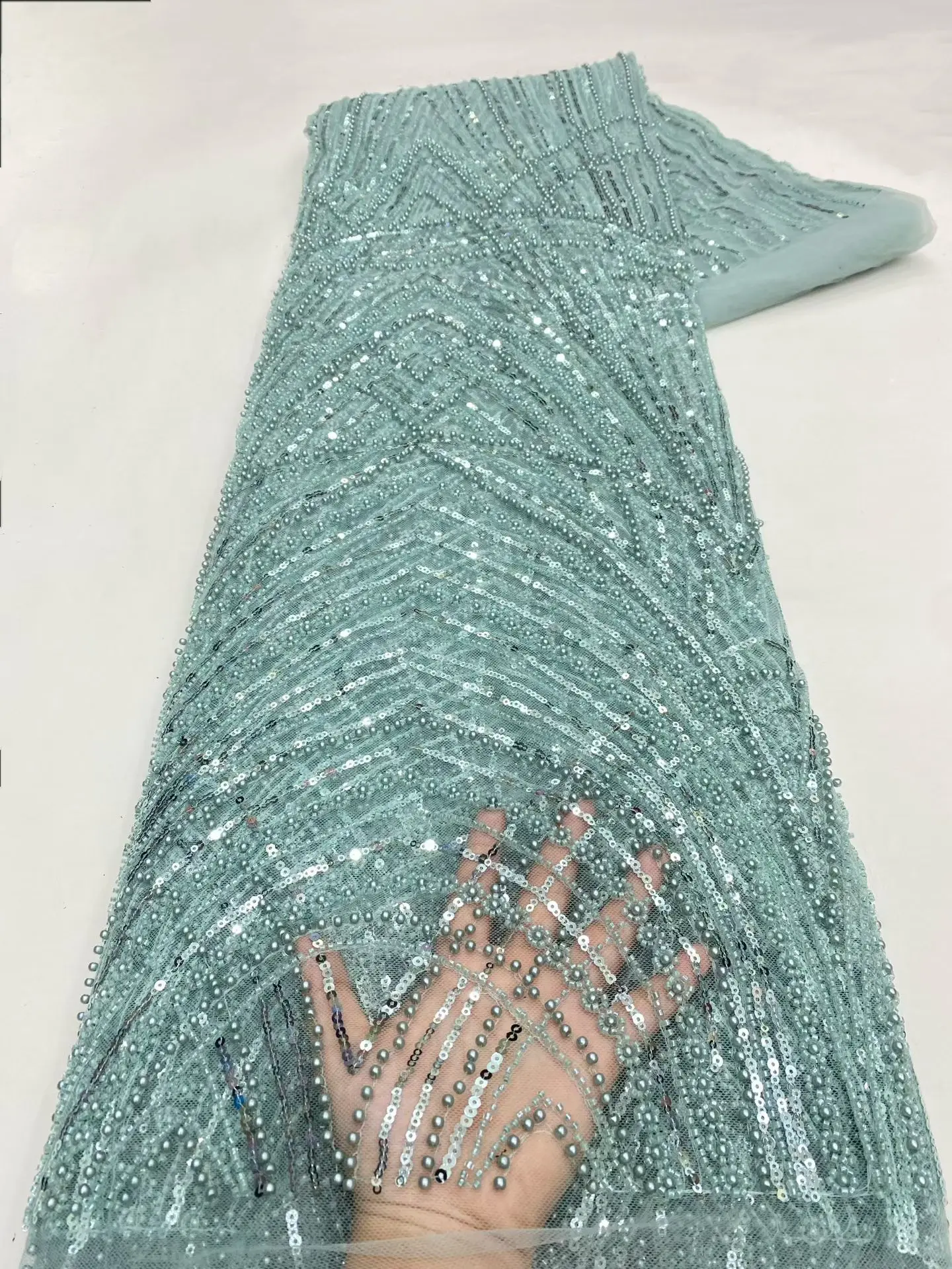 2026 Wine red  High Quality African Lace Fabric Sequins Mesh Luxury Heavy bead Embroidered Tulle Fabric for Sewing Dresses