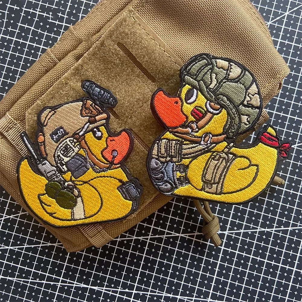 PVC Patches Tactical Accessories Cute Little Yellow Duck Embroidery Patch Military Armband Instructor Morale Badge Backpack Vest