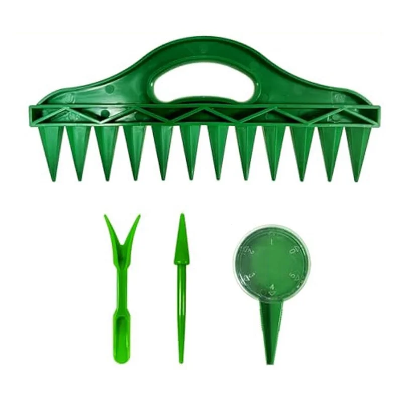 4Pcs Sowing Seeds Dispenser Set,12 Holes Seed-In Soil Planter+Hand Seed Dispensers+ Seedling Remover+Widger Hole Puncher Durable