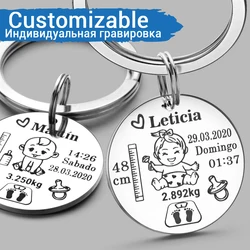 Customized Personalized Baby Keychain Boys Girls Name Birth Weight Newborn Commemorate for New Mom Dad Gift Keyring P026_C