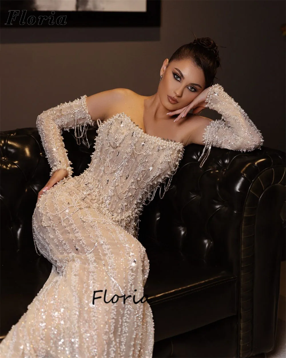 

White Mermaid Prom Dresses Customized Beaded Pearls Wedding Guest Gowns Birthday Party Dress Robes De Soiree Evening Dress 2026
