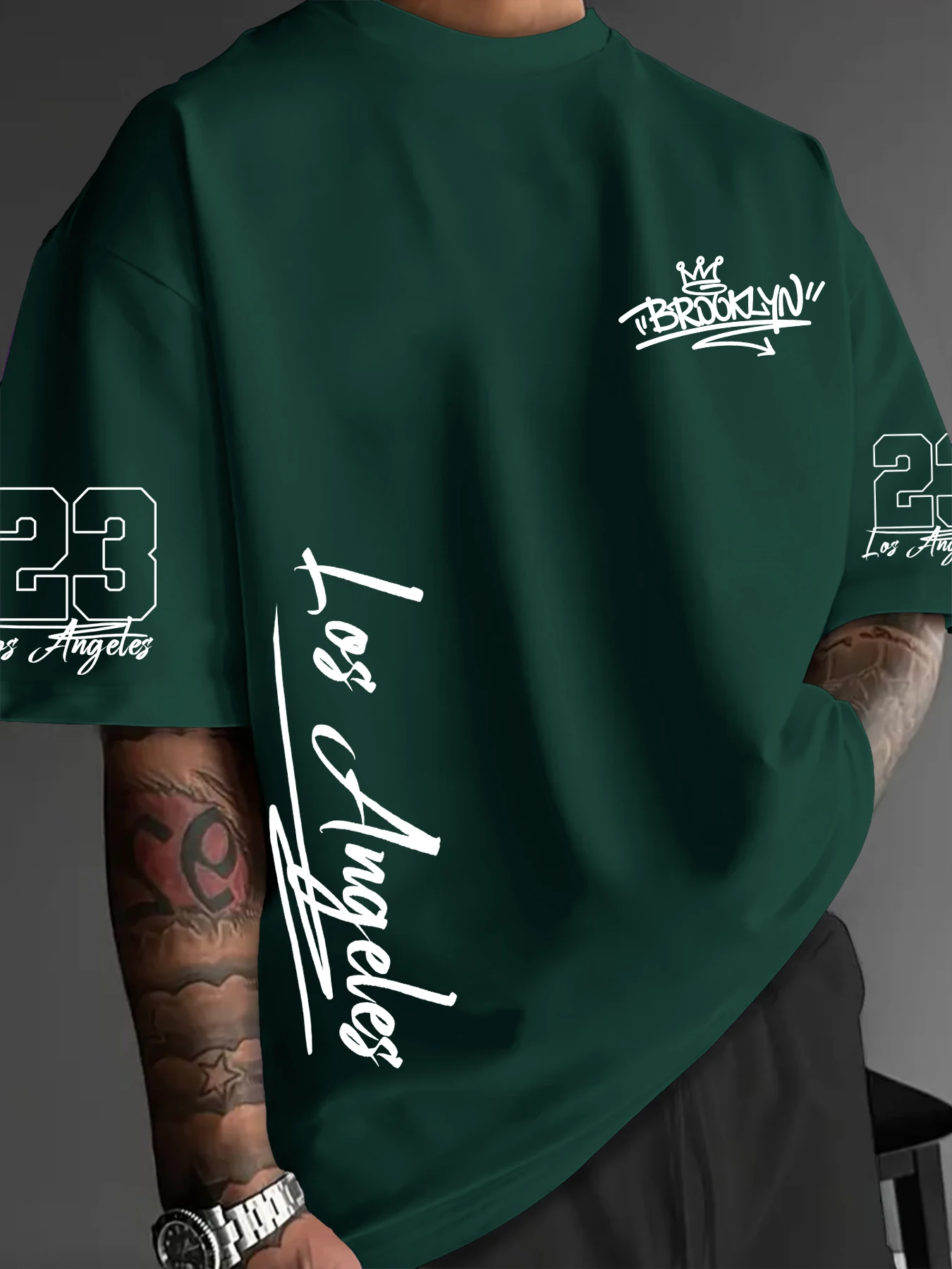 2026 Summer New 3D Quick-Dry Breathable Children's Men's T-shirt Brooklyn Crown Los Angeles 23rd Street Hip-Hop Style