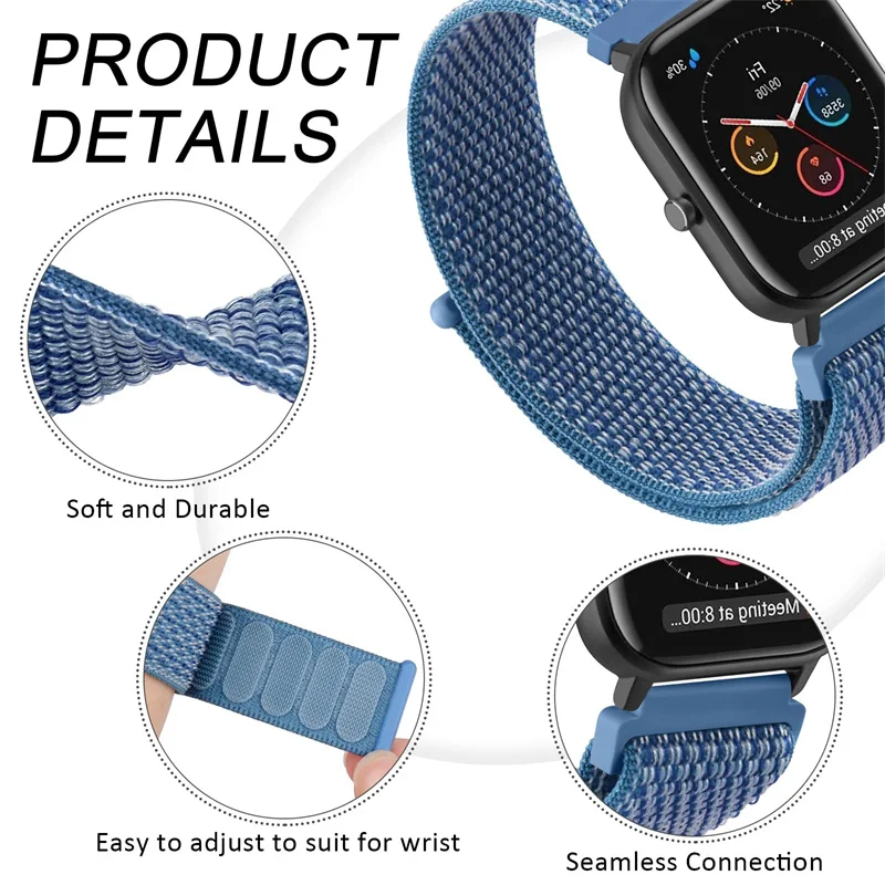 20mm 22mm Nylon Loop For Amazfit GTS4/2/3/3pro/2e/GTS2 Mini/GTR 4 42/47mm/GTR 2e/stratos bracelet for Amazfit bip/U/S/lite strap