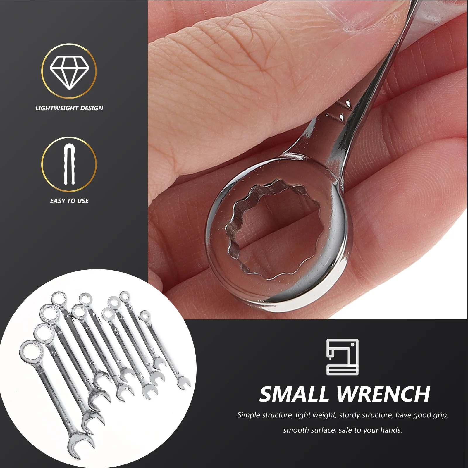 

10Pcs Small Wrench Set Mini Steel Spanners Durable Repair Tools for Home Furniture Auto Maintenance Compact Handy