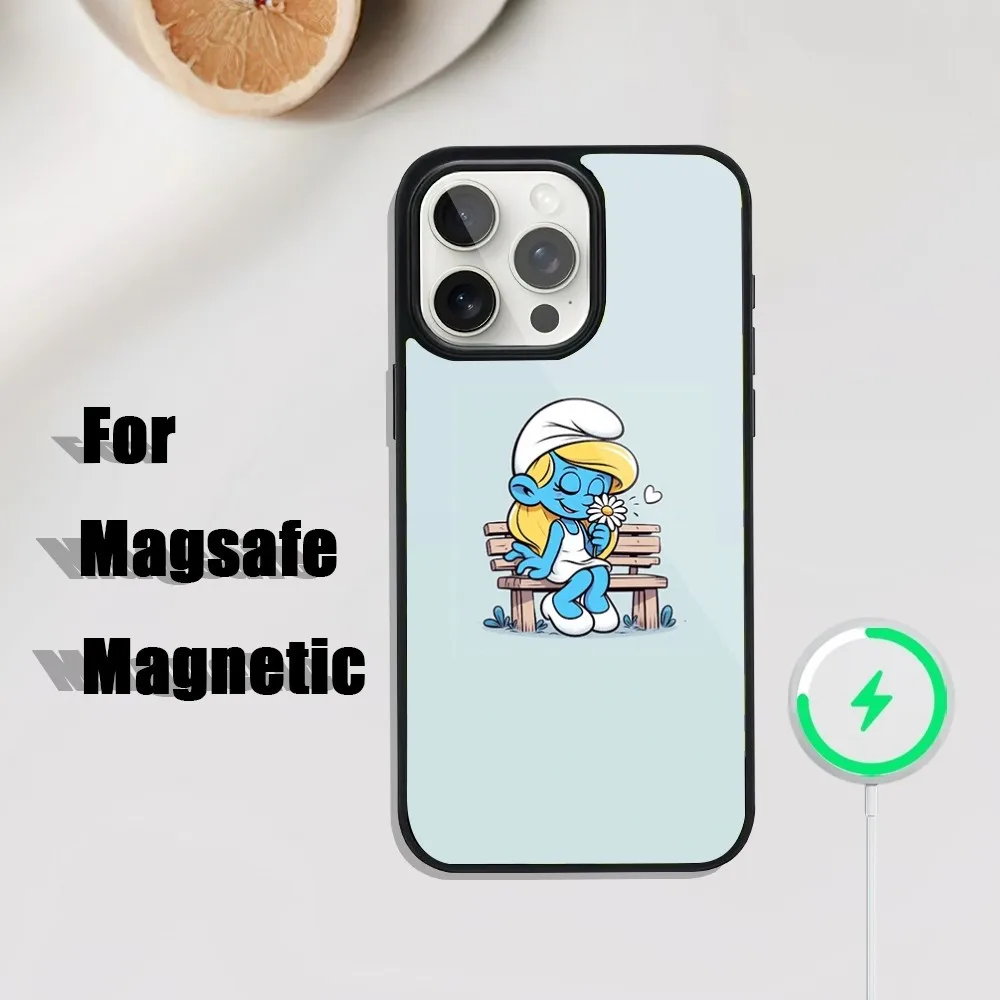 The Cartoon S-Smurfs-S Phone Case For iPhone 16,15,14,13,12,11,Plus,Pro,Max Mini Magsafe Magnetic Wireless Charging