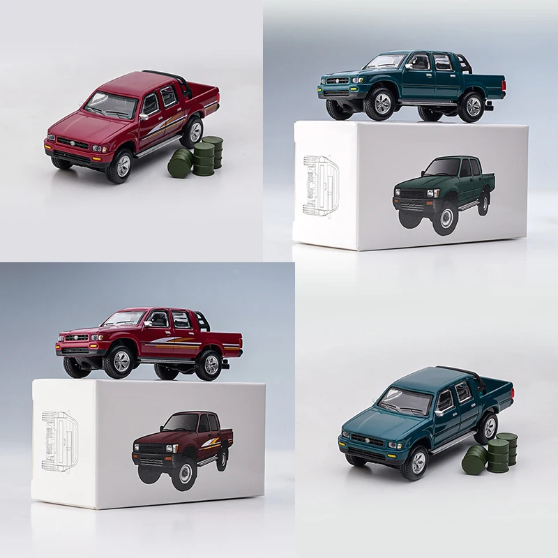 JKM 1/64 1993 Hilux Model Car Alloy Diecast Classic Off-Road Pickup Vehicles Miniature Toys for Adults Gifts