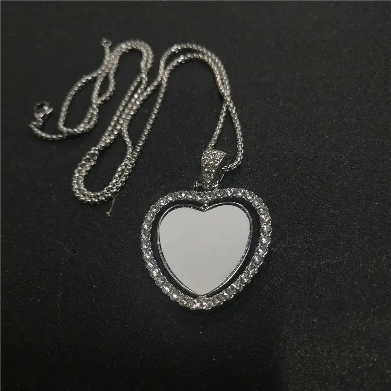 sublimation blank small heart photo necklaces pendants  hot transfer printing blank consumables 20pcs/lot