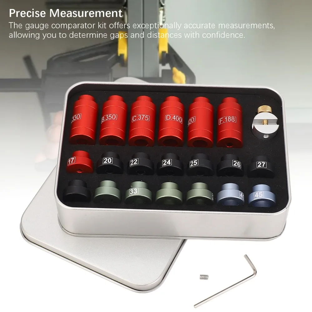 Precision Aluminum Alloy Gauge Comparator Kit 14 Inserts 6 Bushings Reloading Gauge Tool Gauge Comparator Storage