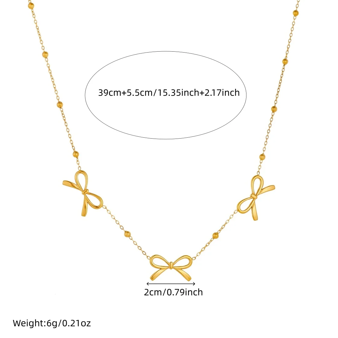 Stainless Steel Elegant Gold Color Butterfly Bowknot Necklace Lady New Fashion High Quality Neck Chain Jewelry ﻿