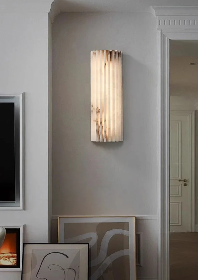 Creative Real Marble LED Wall Lamp Art Room Sconce