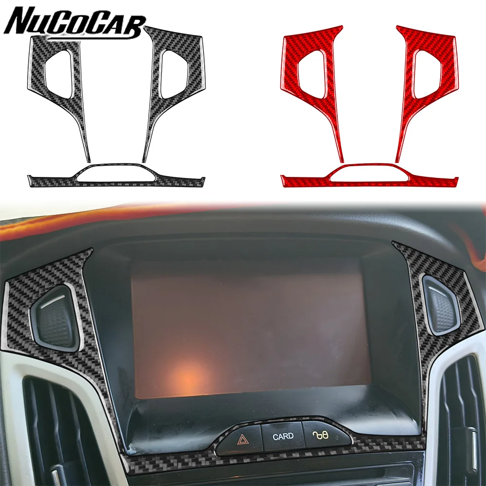 For Ford Focus MK3 2012-2014 Carbon Fiber Center Navigation Radio Panel Trim Cover Car Accessories Interior Decorative Sticker