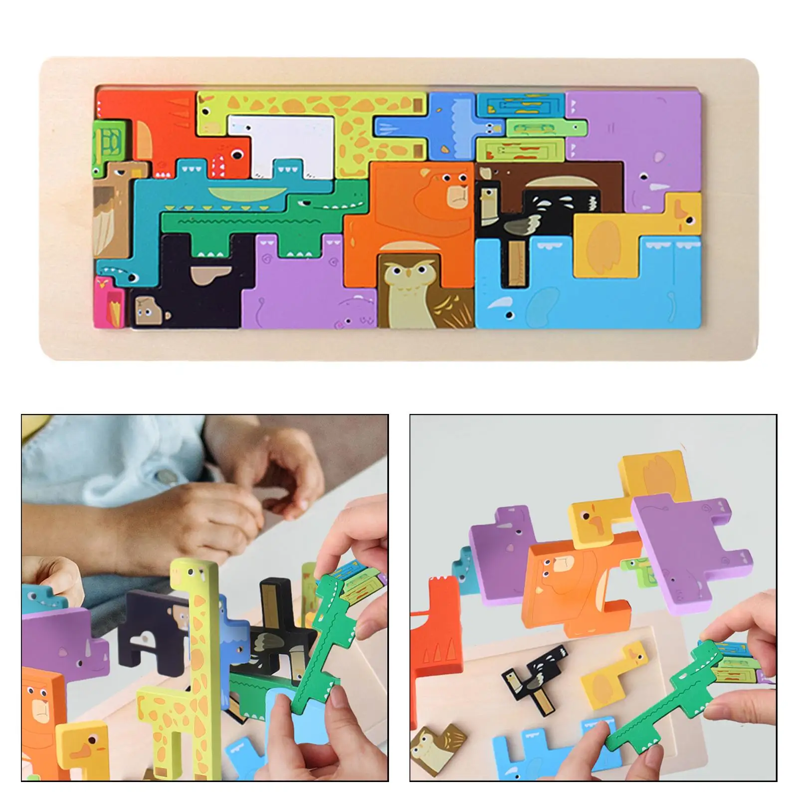 Wooden Puzzle for Kids Animal Theme Preschool for Ages 3 4 5 6 Educational