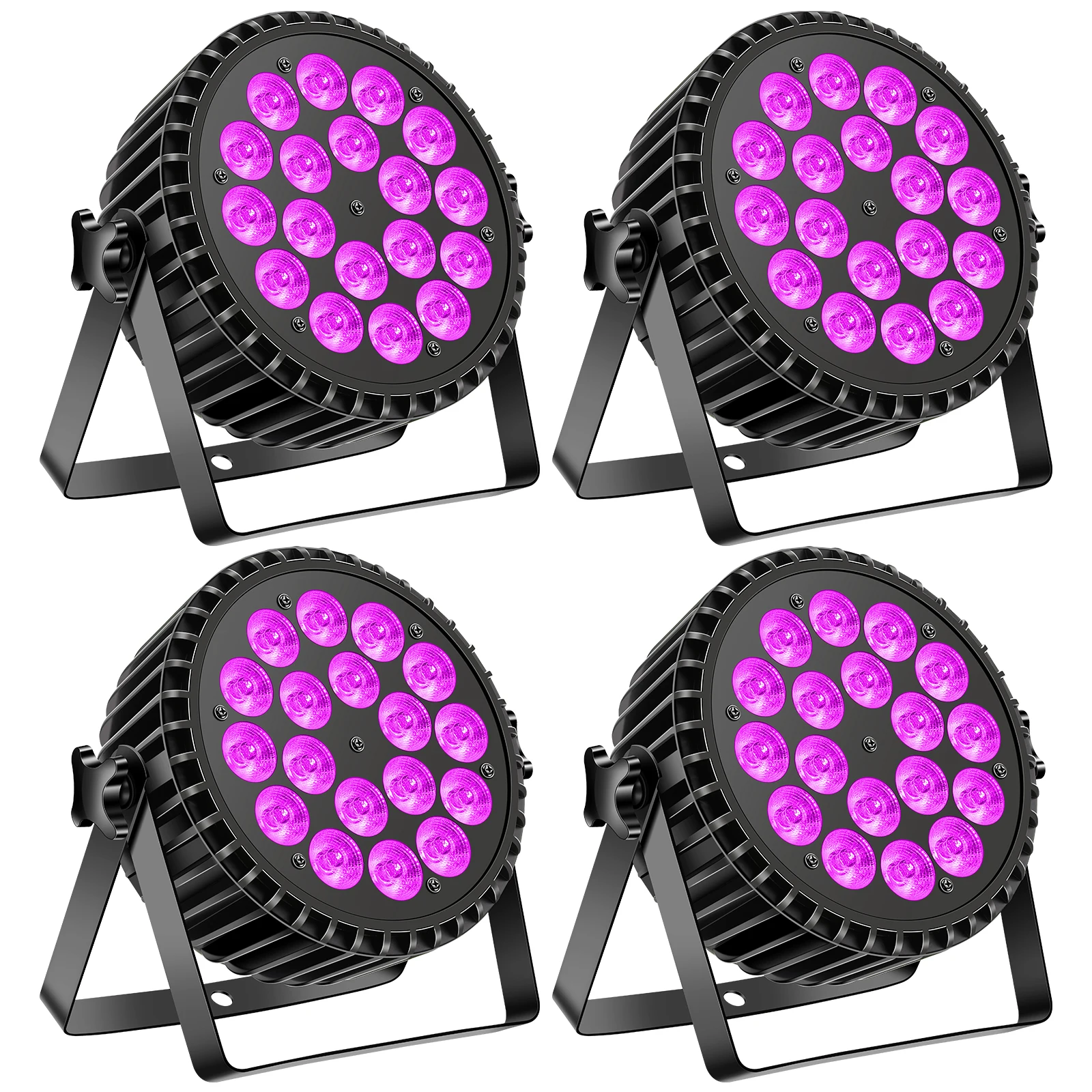 150W 4 Pcs RGB Par Light Stage Effect Light 18 LEDs Mixing Color Beam Light Par Light Strobe Uplight for DJ Wedding Celebration