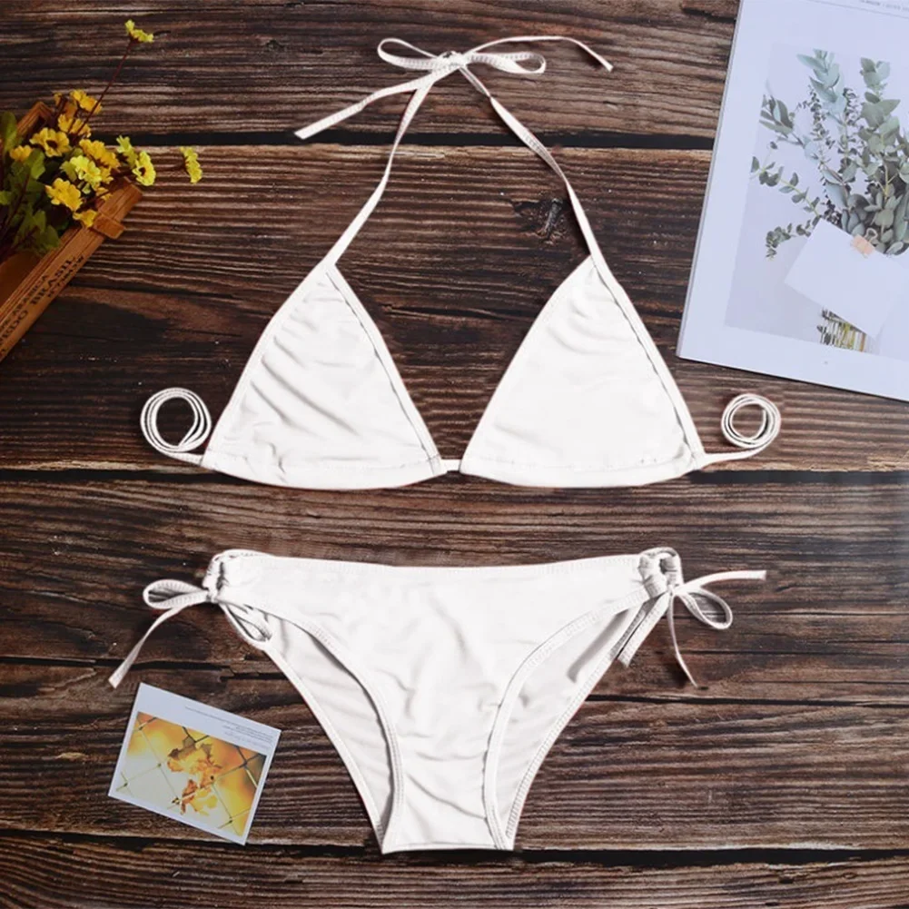 Conjunto de biquíni tanga de três pontos para mulheres, bandagem, estilo maiô, roupa de banho brasileira, conjunto de biquíni feminino ultrafino, sexy, verão