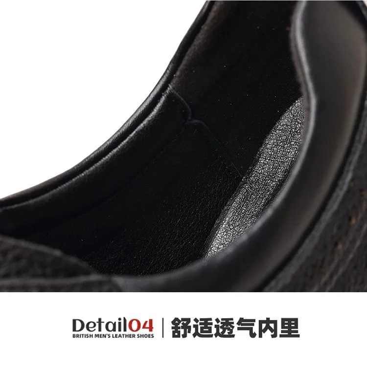 Herren Business-Schuhe mit weicher Sohle, rutschfest, strapazierfähig, Schnürschuhe aus Leder im britischen Stil, lässige, trendige Vater-Schuhe – Detail 13