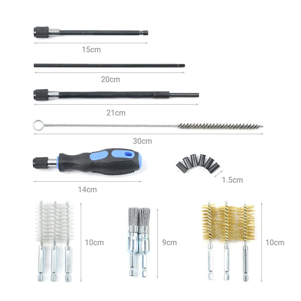 Set di strumenti per la pulizia della base dell'iniettore di carburante universale 19 in 1 con una varietà di spazzole per pulire e pulire la maggior parte dei motori di automobili