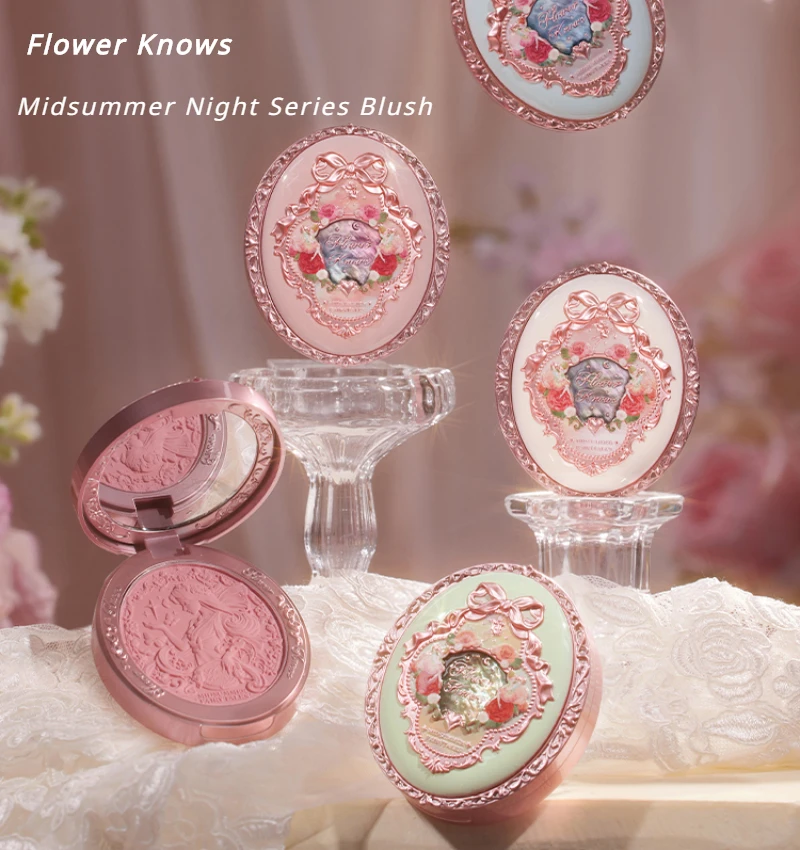 Flower Knows Midsummer Night Series Embossed Blush Cream Matte Natural Lasting Waterproof Blush Face Cosmetic