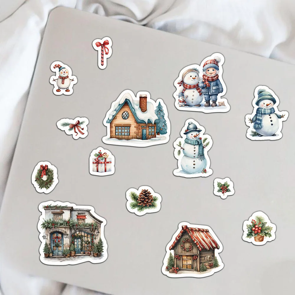 Impermeável Natal série adesivos, presente, bagagem, laptop, 8 pcs