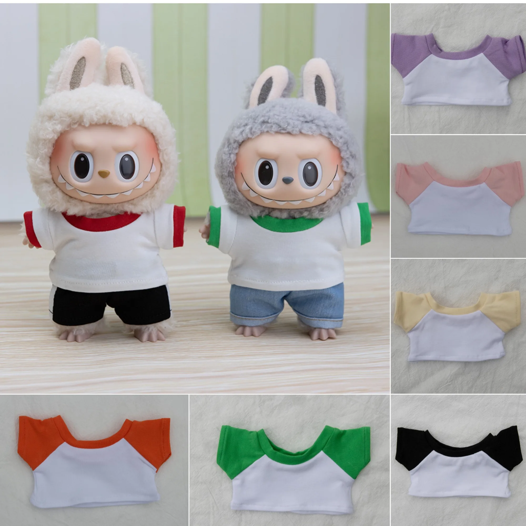 

Одежда для кукол Labubu 15/17 см, летняя футболка с короткими рукавами и шортами 1-го до 3-го поколения
