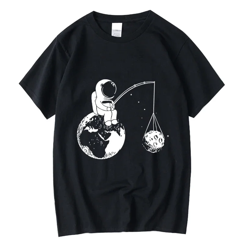 

Summer Casual Men High Quality T-shirt 100%cotton Loose Funny Design Astronaut Printing for Men Top Cool Tshirt Male Tee Shirts