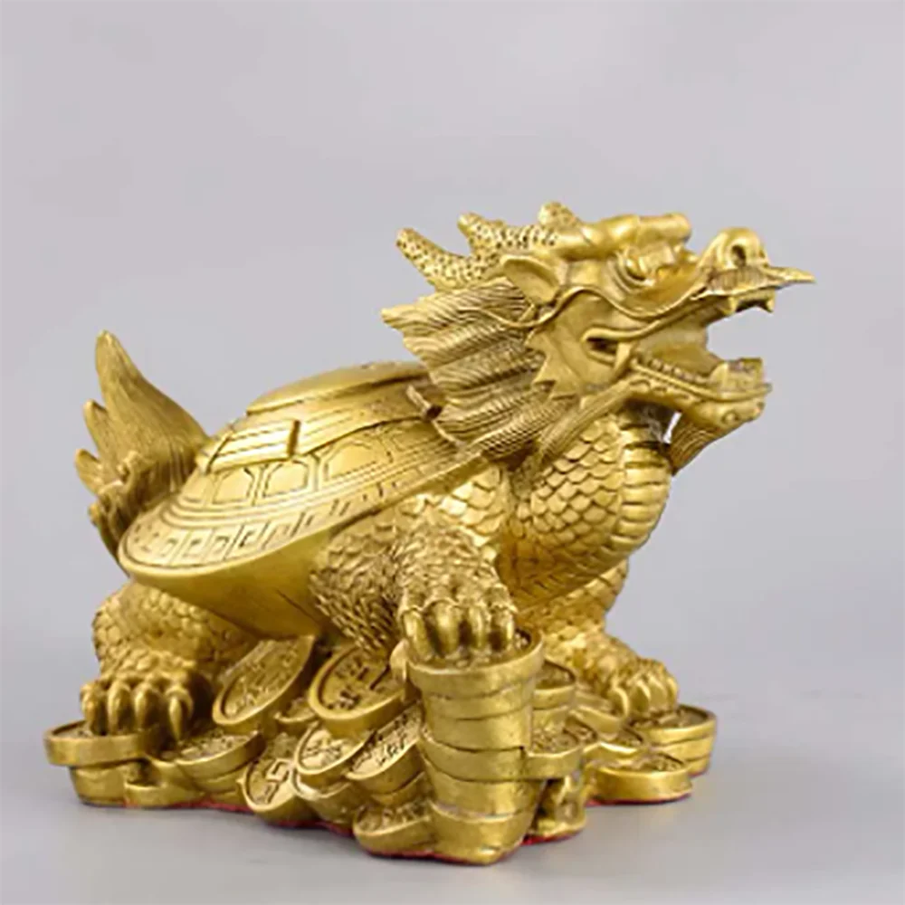 Large HOME Company SHOP store Efficacious Money Drawing thriving business Lucky ZHAO CAI dragon turtle FENG SHUI copper statue